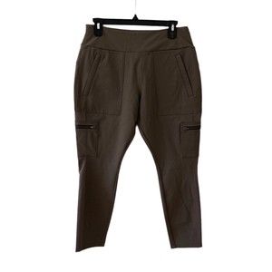 Athleta Womens 12P Cargo Leggings Brown Skinny Hybrid Highline Tight Zip Pockets